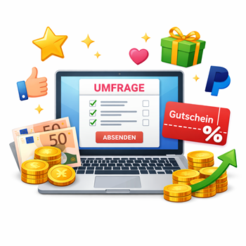 Ablauf bezahlter Umfragen mit Geld- und Gutschein-Belohnung